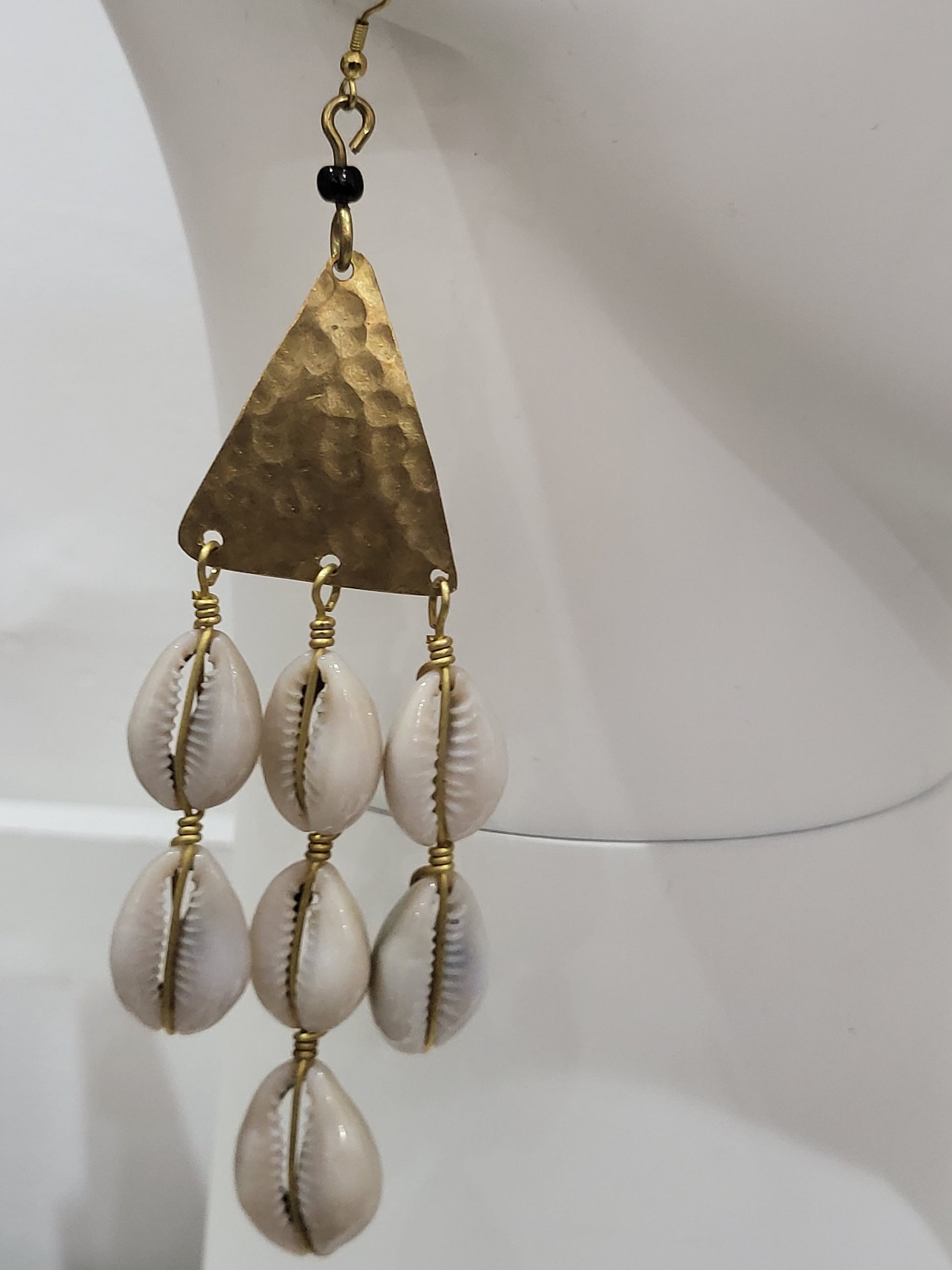 Brass and Cowry Earring