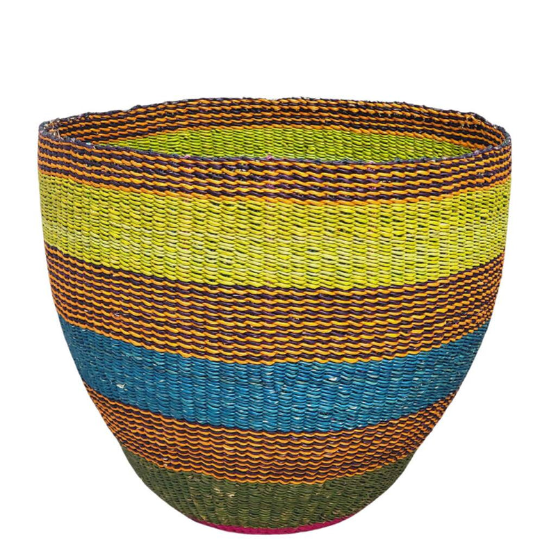 Green and Blue Bolga Plant Basket