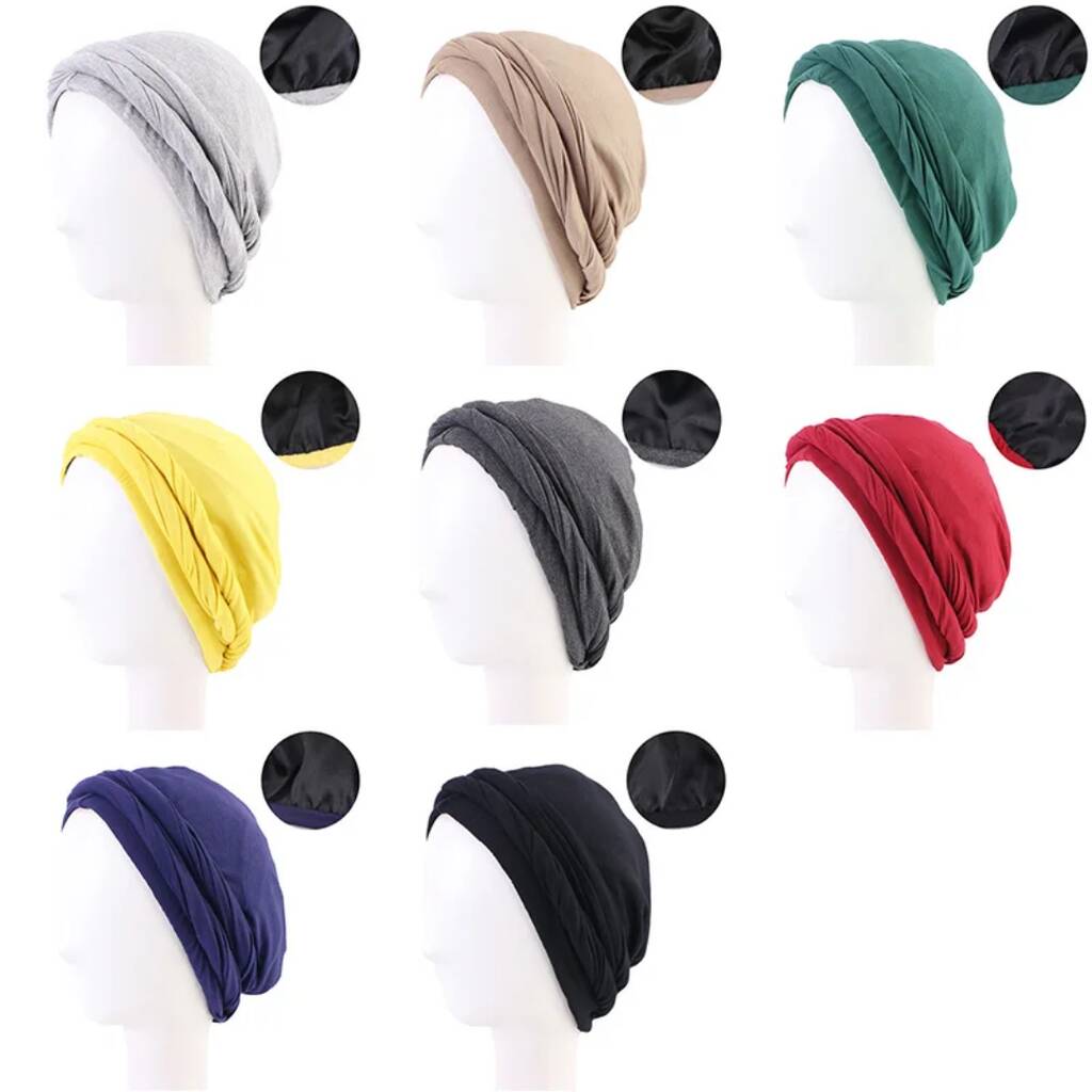 Satin Lined Chemo Turban – Soft Jersey Headwrap For Hair Loss And Sensitive Scalps