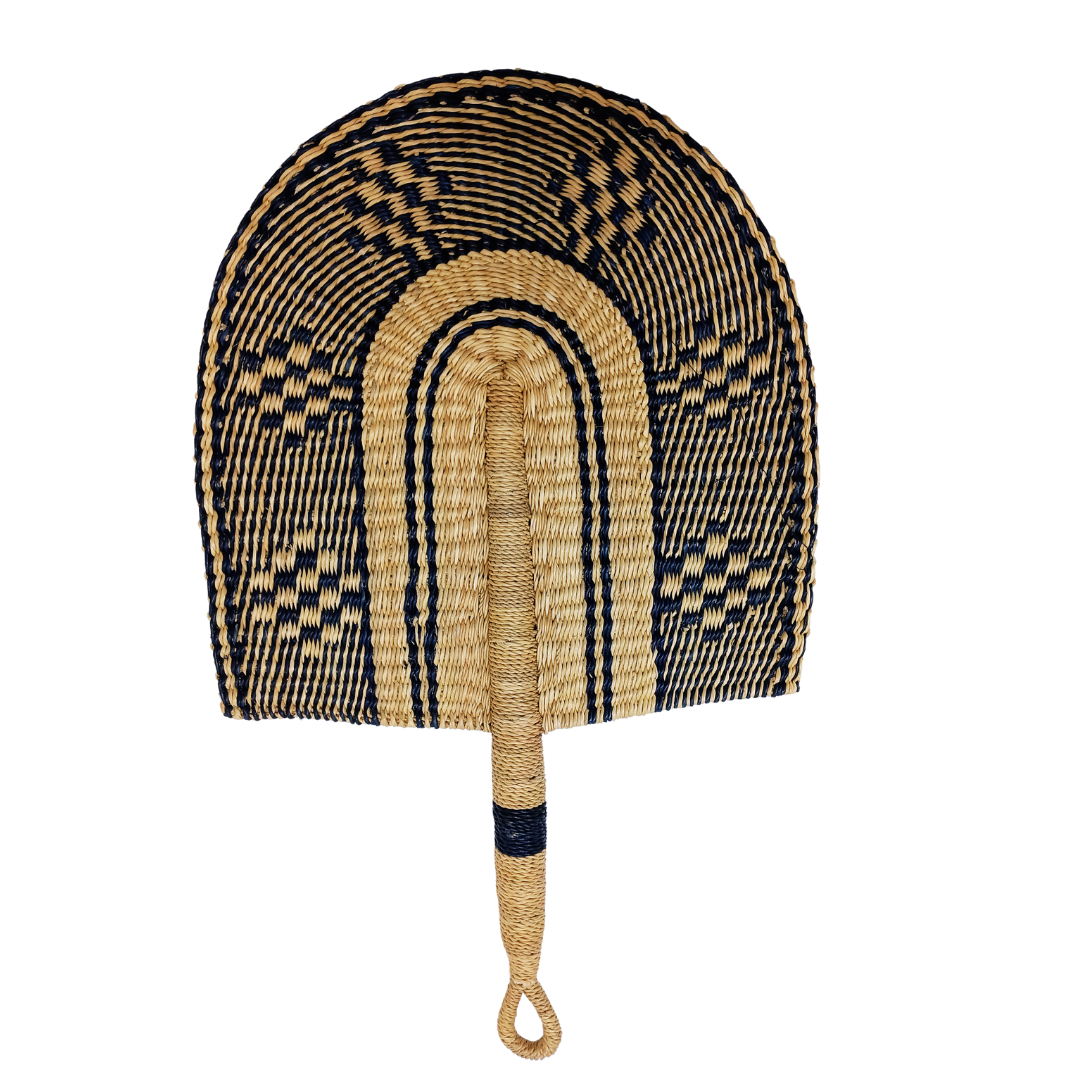 Large Handmade Bolga Fan - Colourful Woven Wall Decor & Hand Fan