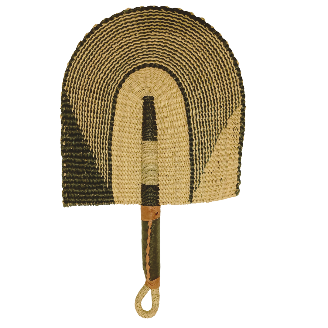 Large Handmade Bolga Fan - Colourful Woven Wall Decor & Hand Fan