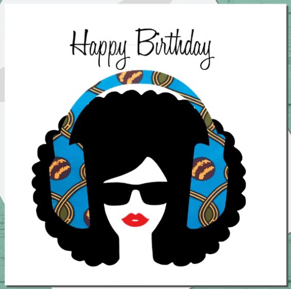 Afro Lips Girl & Headphones Card