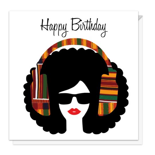 Afro Lips Girl & Headphones Card