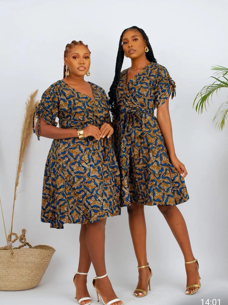 African Print Joke Wrap Dress
