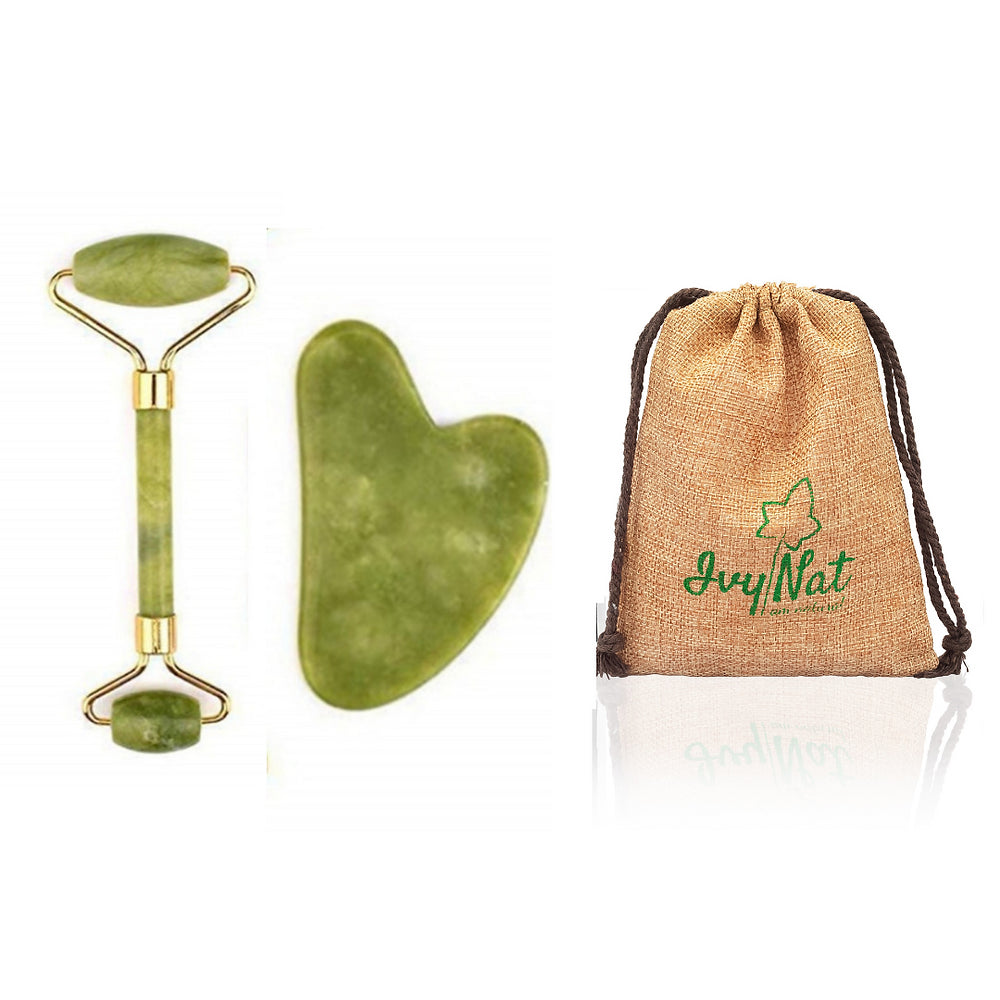 Jade Facial Roller And Gua Sha Set