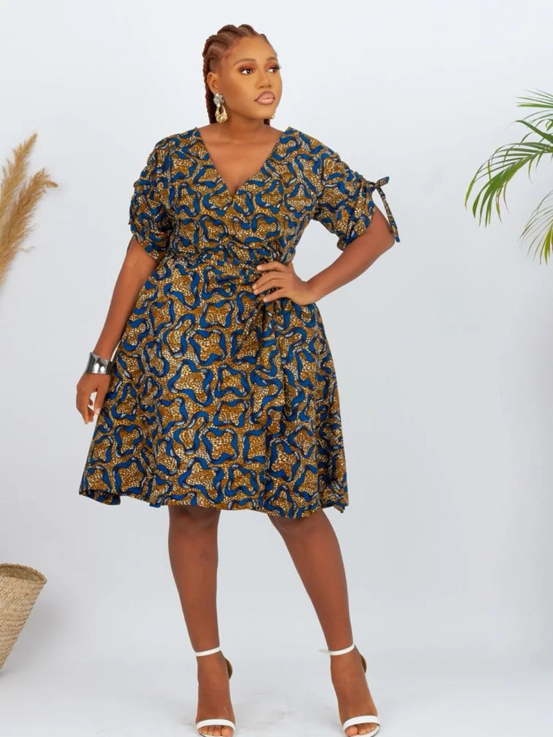 African Print Joke Wrap Dress